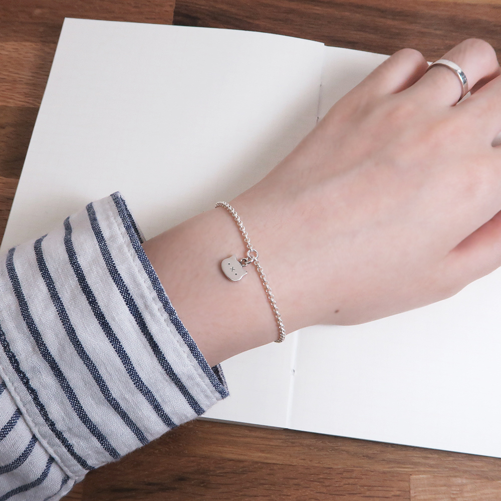 神秘貓兒 垂墜款 貓咪 925純客製化刻字手鍊