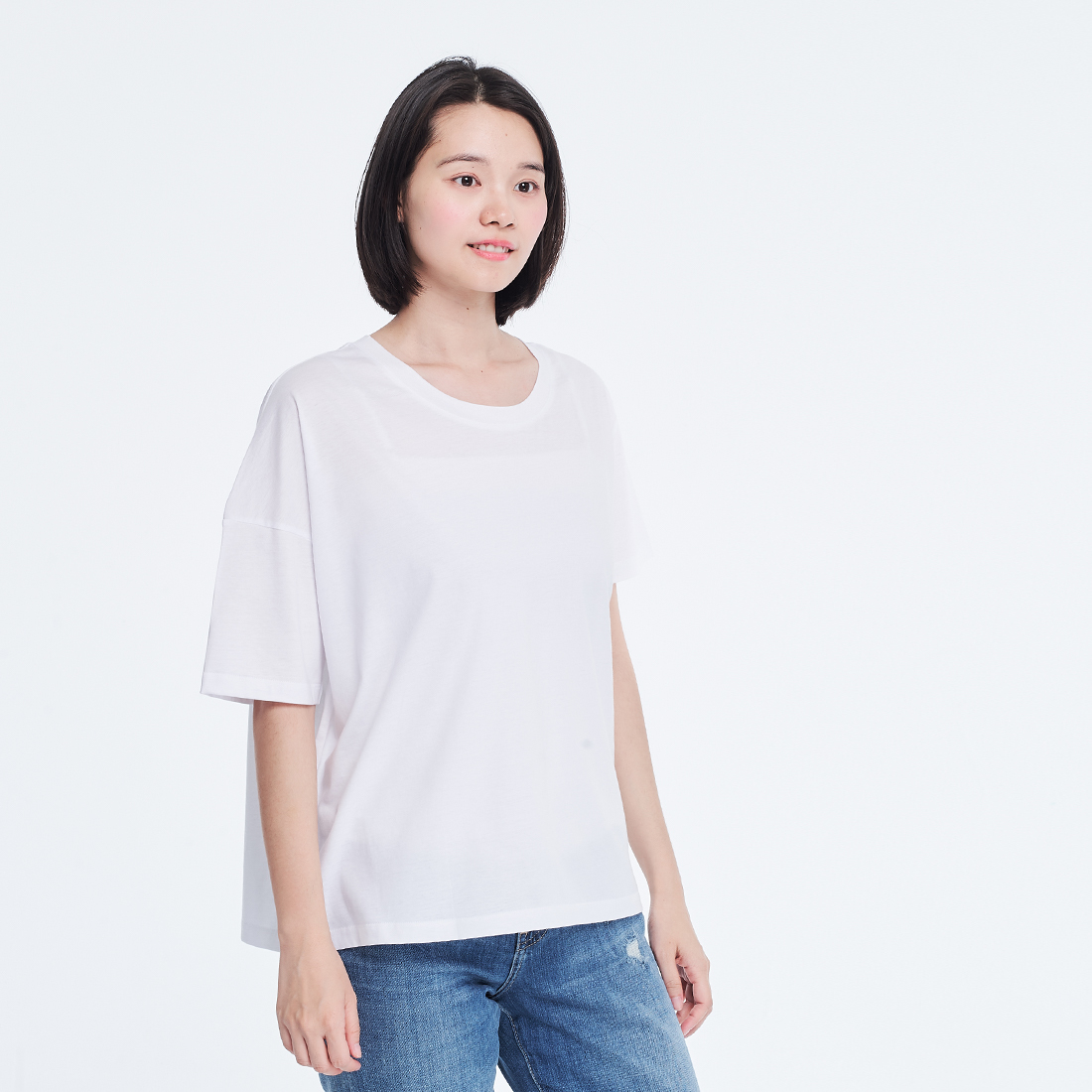 珠光棉不對稱TEE/純白