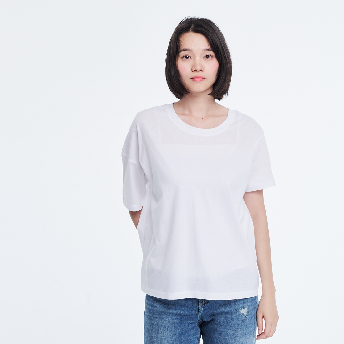 珠光棉不對稱TEE/純白