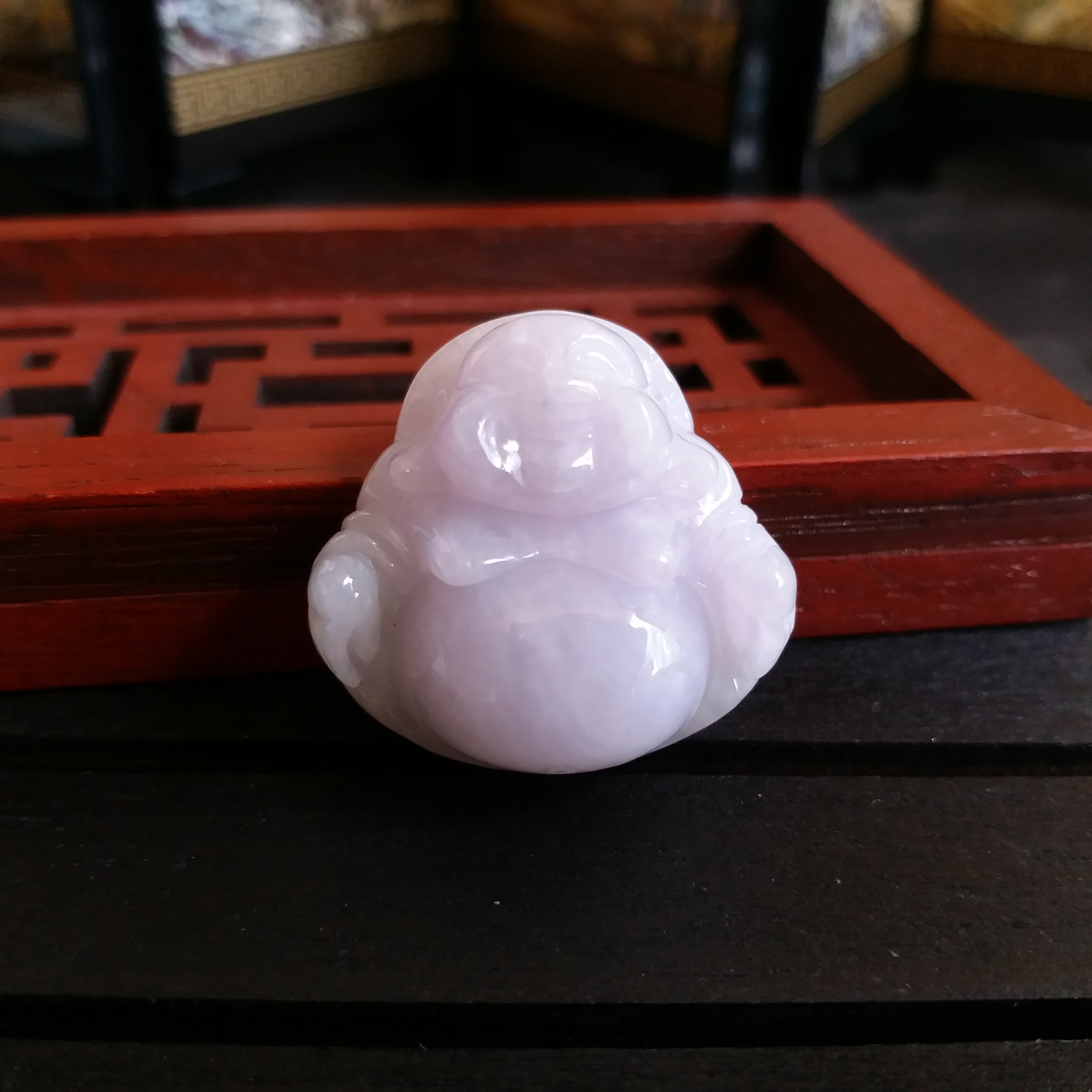 冰糯紫羅蘭笑佛, 天然翡翠A玉, 緬甸玉, Jade, Jadeite