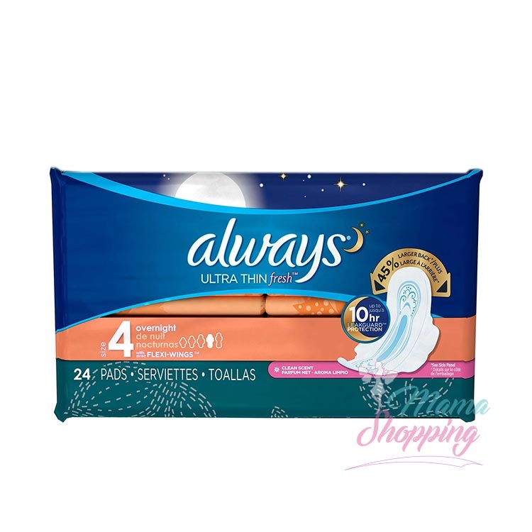 Always 超薄 Fresh系列 夜用護翼衞生巾 24片 (Size 4)