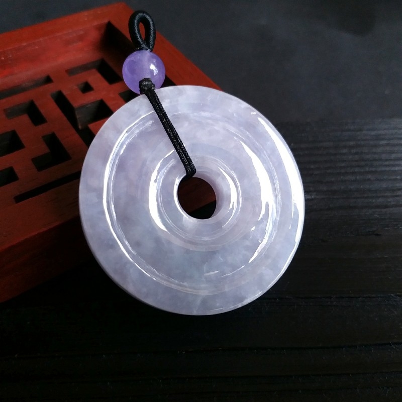 冰紫羅蘭平安扣 (42.9mm直徑), 天然翡翠A玉, 緬甸玉, Jade, Jadeite
