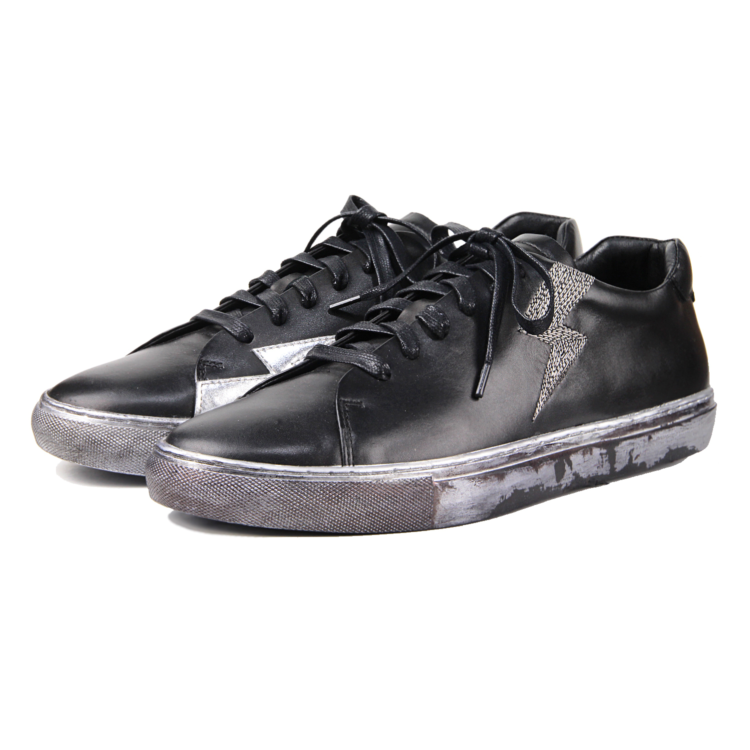 Thunder M1189 Black Leather Sneakers