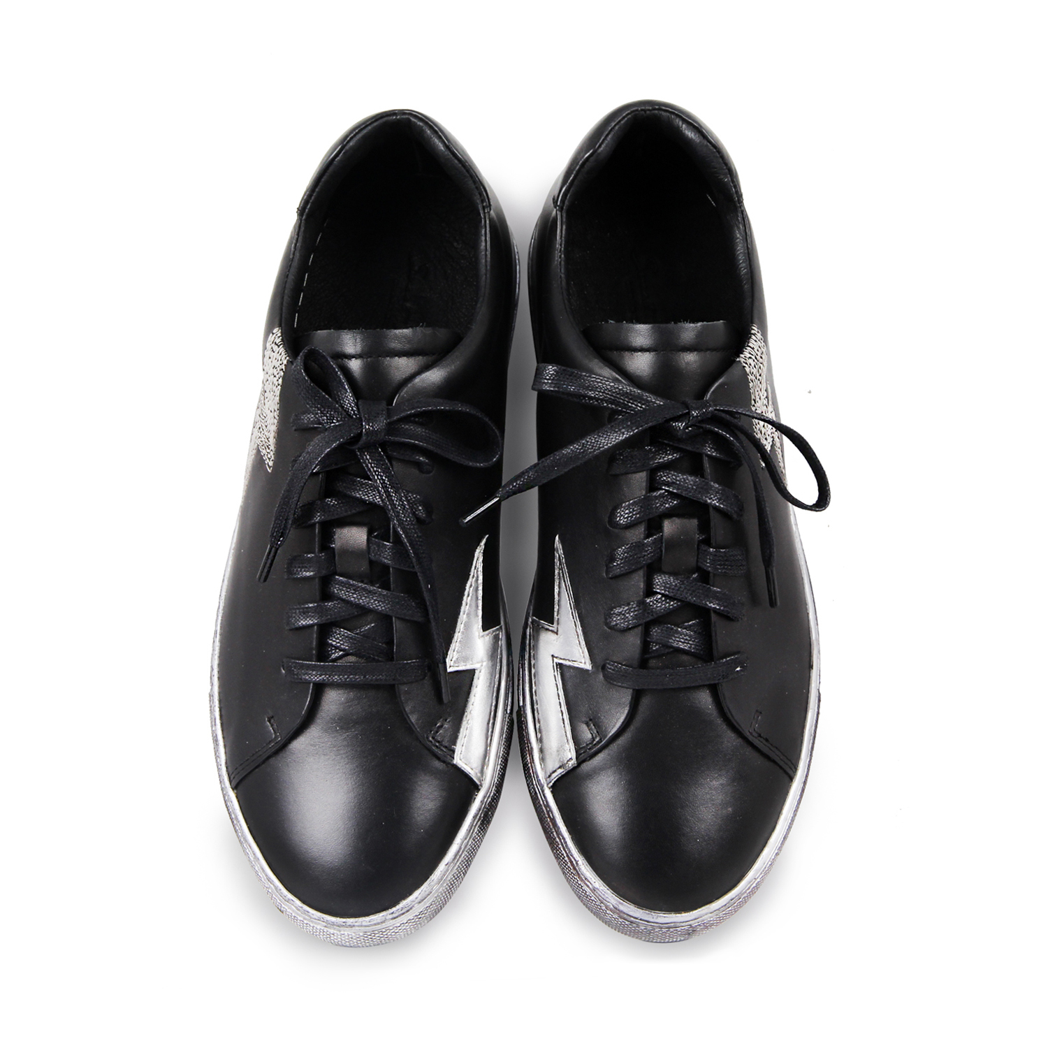 Thunder M1189 Black Leather Sneakers