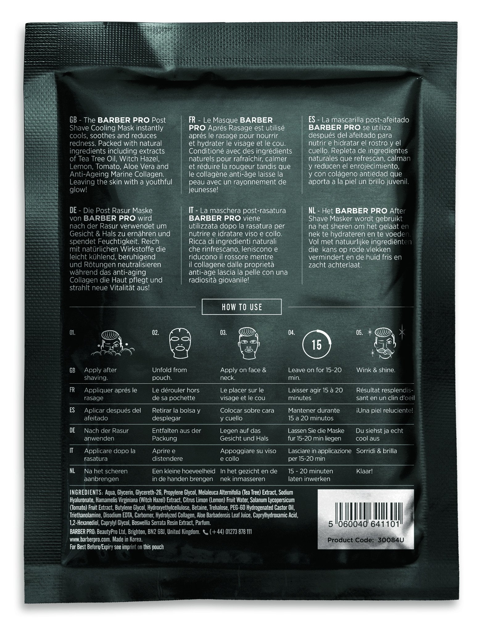 Barber Pro - 剃鬚後冷卻面膜 含骨膠原蛋白