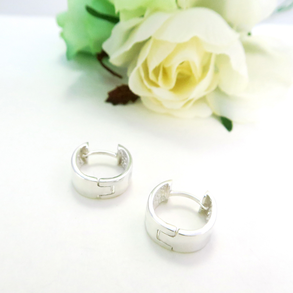 易扣/圈式耳環 方線O形(13.5mm) 易扣式 純銀耳環-64DESIGN