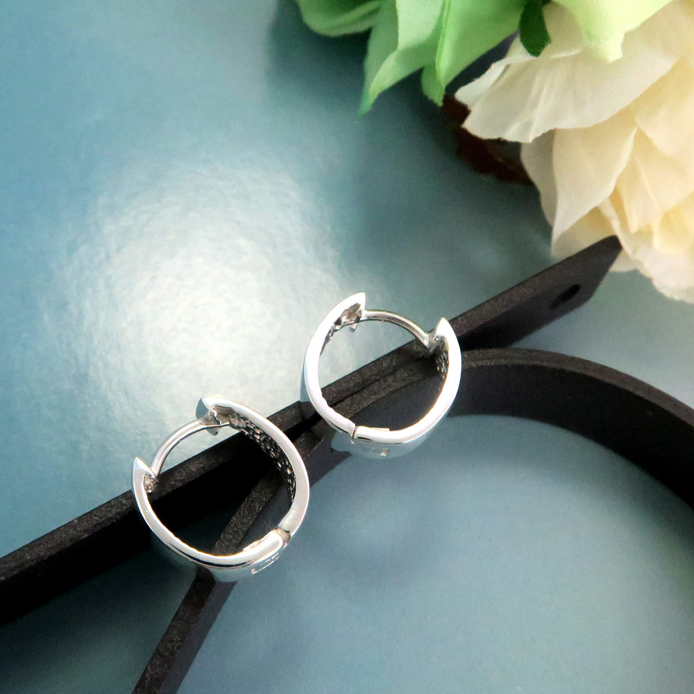 易扣/圈式耳環 方線O形(13.5mm) 易扣式 純銀耳環-64DESIGN