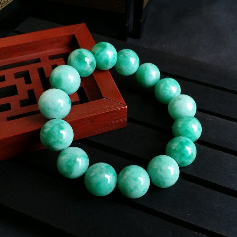 J1115 翡翠滿綠手串 (13mm直徑)