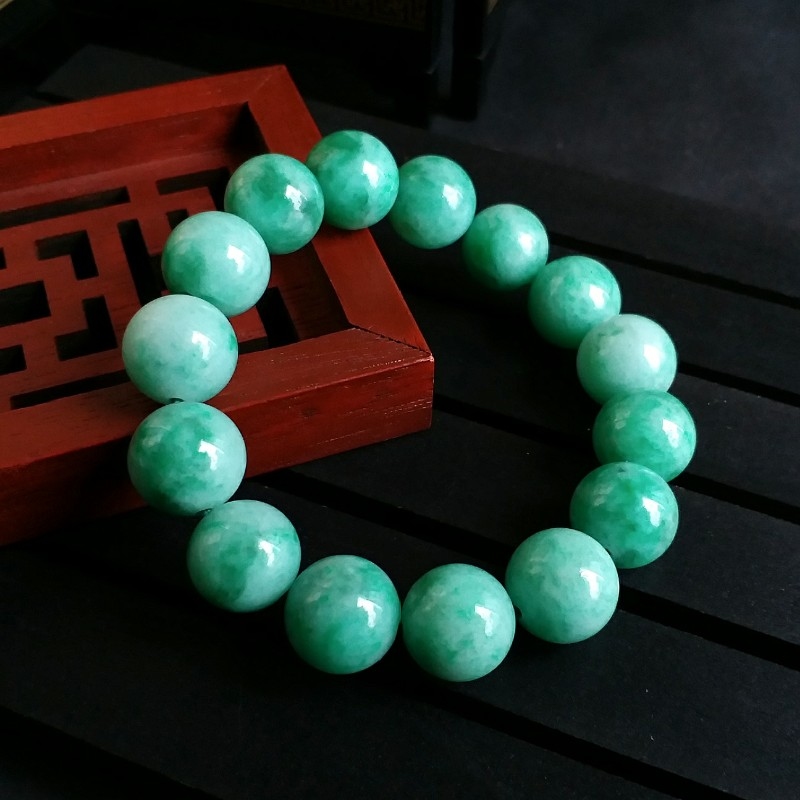 翡翠滿綠手串 (13mm直徑), 天然翡翠A玉, 緬甸玉, Jade, Jadeite