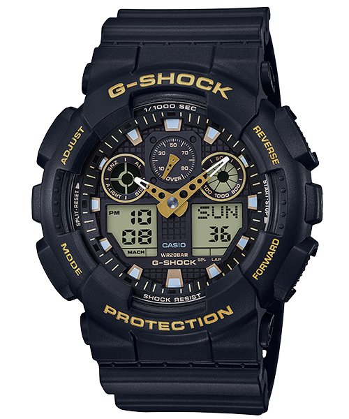 【CASIO 卡西歐】G-SHOCK 街頭時上黑金錶款 GA-100GBX-1A9 現代鐘錶