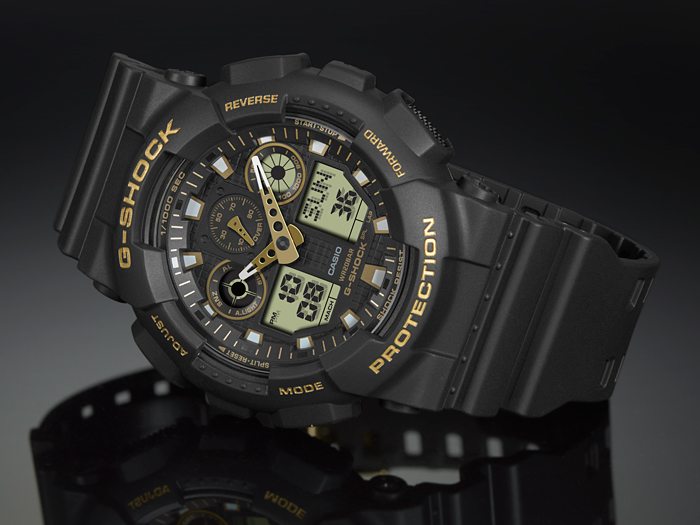 【CASIO 卡西歐】G-SHOCK 街頭時上黑金錶款 GA-100GBX-1A9 現代鐘錶