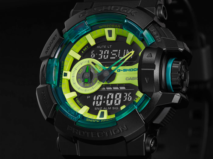 【CASIO 卡西歐】G-SHOCK 活力萊姆綠配沉穩黑色 GA-400LY-1A 現代鐘錶