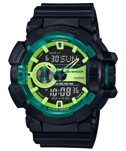 【CASIO 卡西歐】G-SHOCK 活力萊姆綠配沉穩黑色 GA-400LY-1A 現代鐘錶