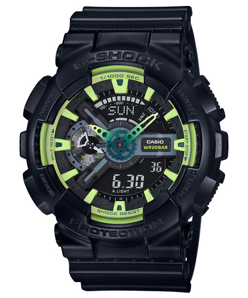 【CASIO 卡西歐】G-SHOCK 活力萊姆綠配沉穩黑色 GA-110LY-1A 現代鐘錶