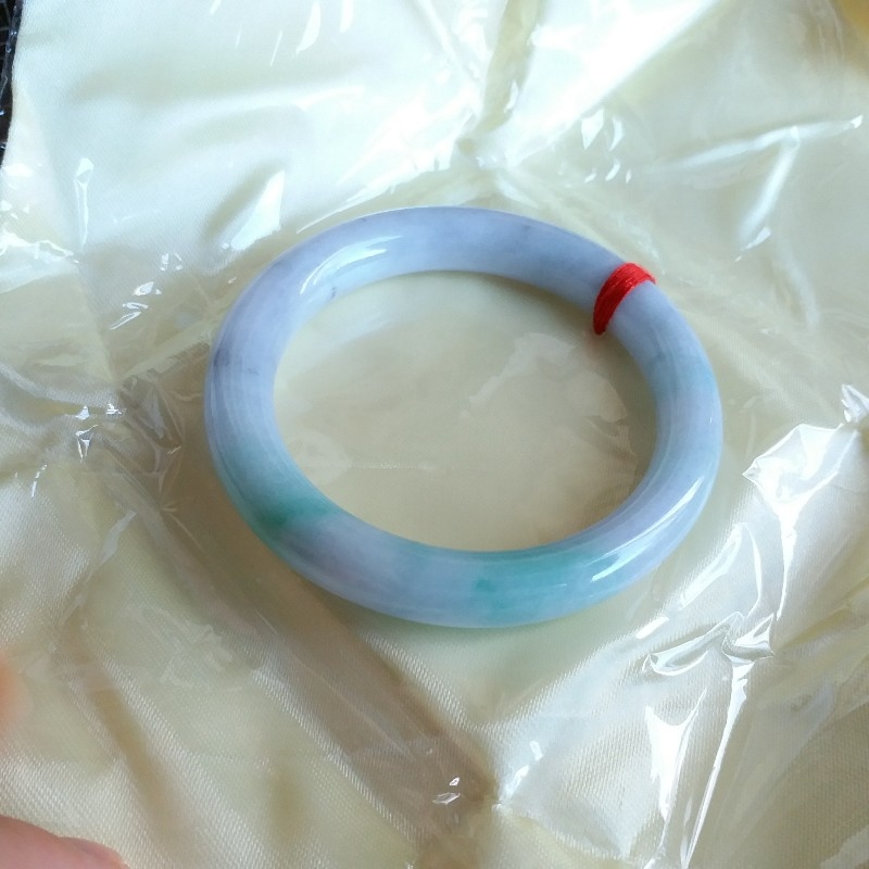 冰糯圓條玉鐲 53mm, 天然翡翠A玉, 緬甸玉, Jade, Jadeite