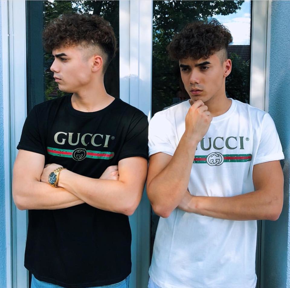 Gucci 腰帶logo短袖 黑/白