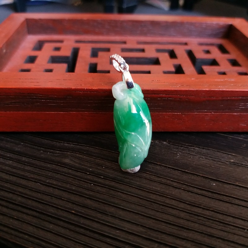 老坑冰糯晴綠花蕊吊墜, 天然翡翠A玉, 緬甸玉, Jade, Jadeite