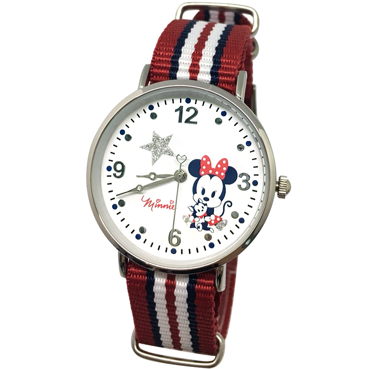 【迪士尼】Q版米妮Minnie織帶錶
