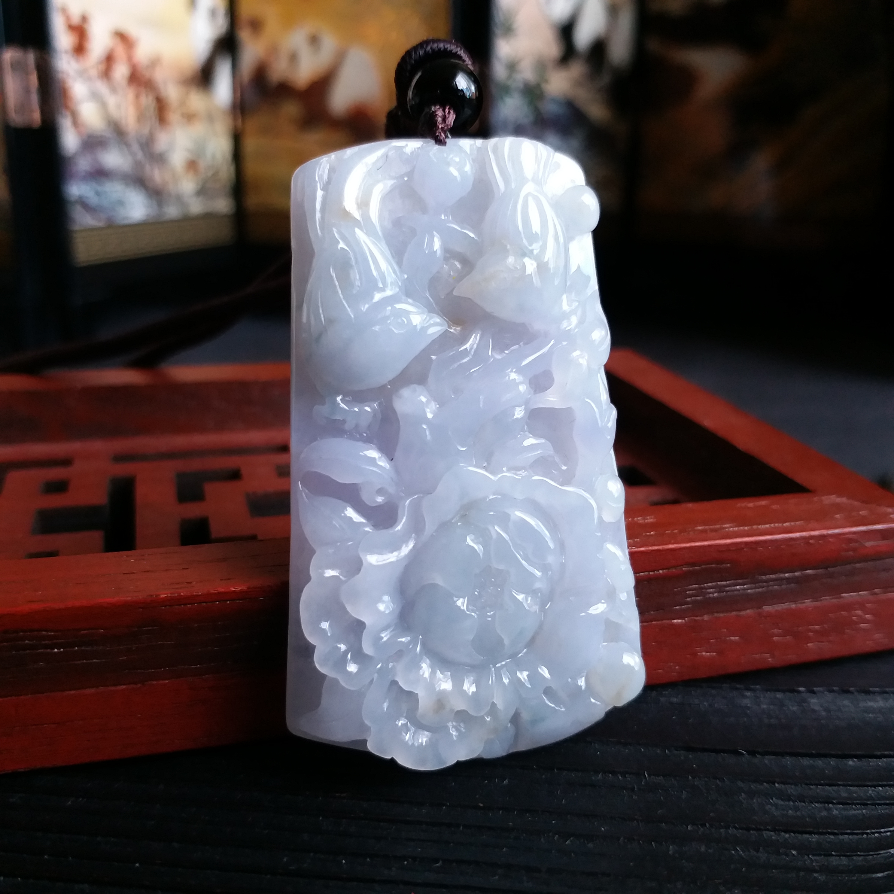 J923 冰紫羅蘭喜上眉梢吊墜