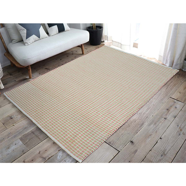 純棉彩編地毯(140x200cm)-粉綠色