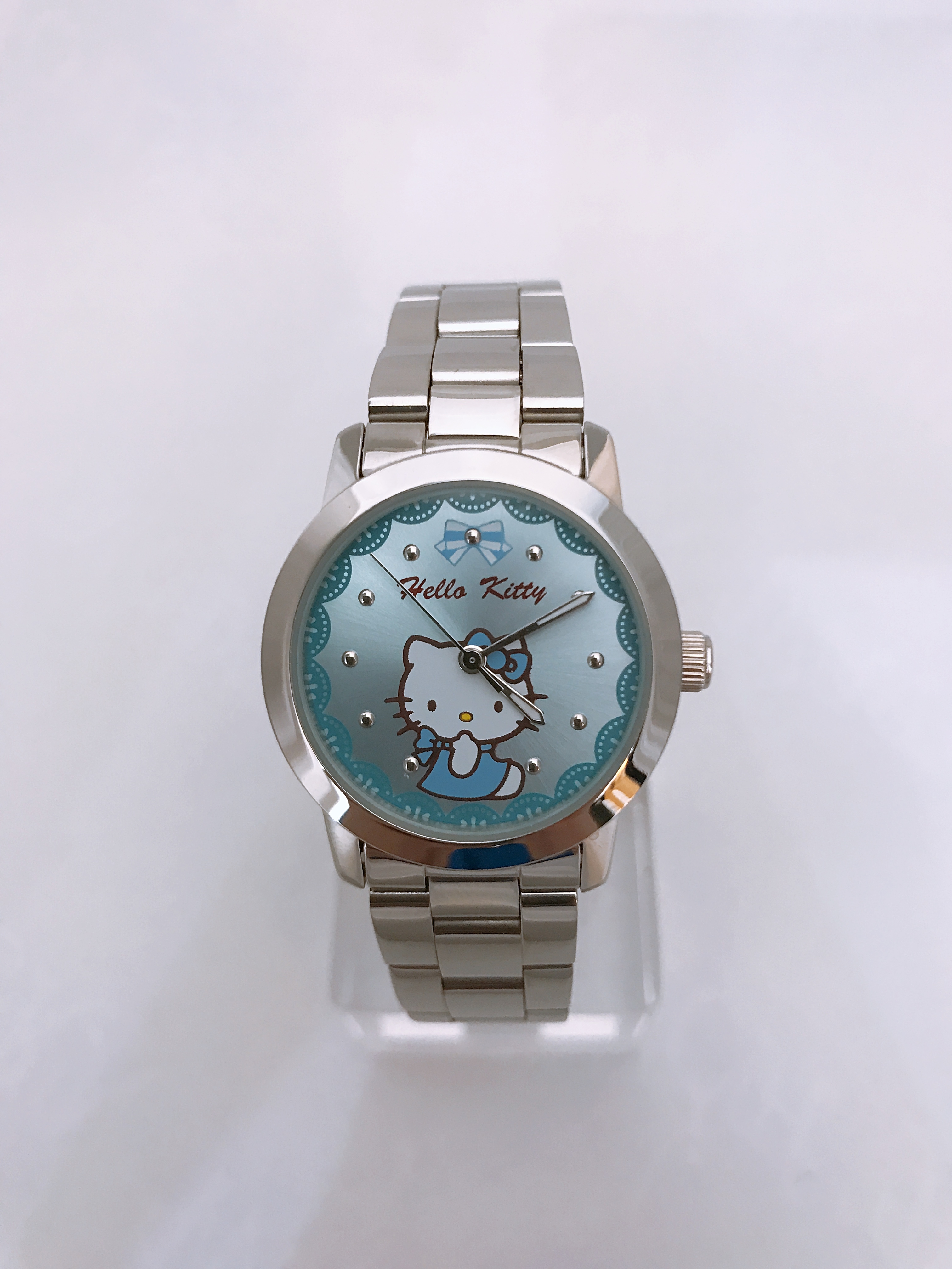 【HELLO KITTY】蕾絲花邊可愛腕錶(藍) LK680LWNI 現代鐘錶