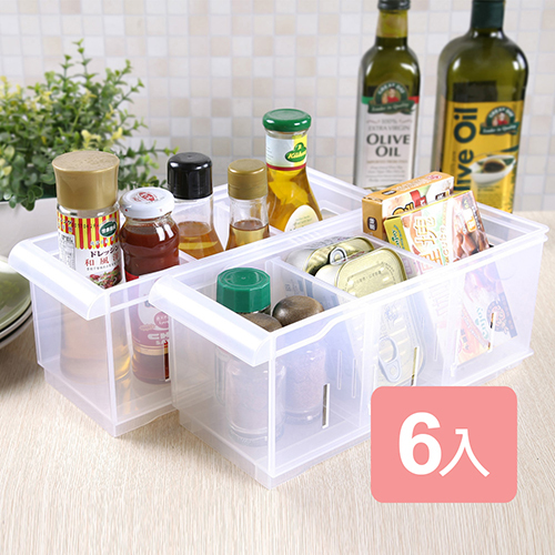 特惠-【真心良品】諾可隔板多用途整理盒小款(附輪)6入組