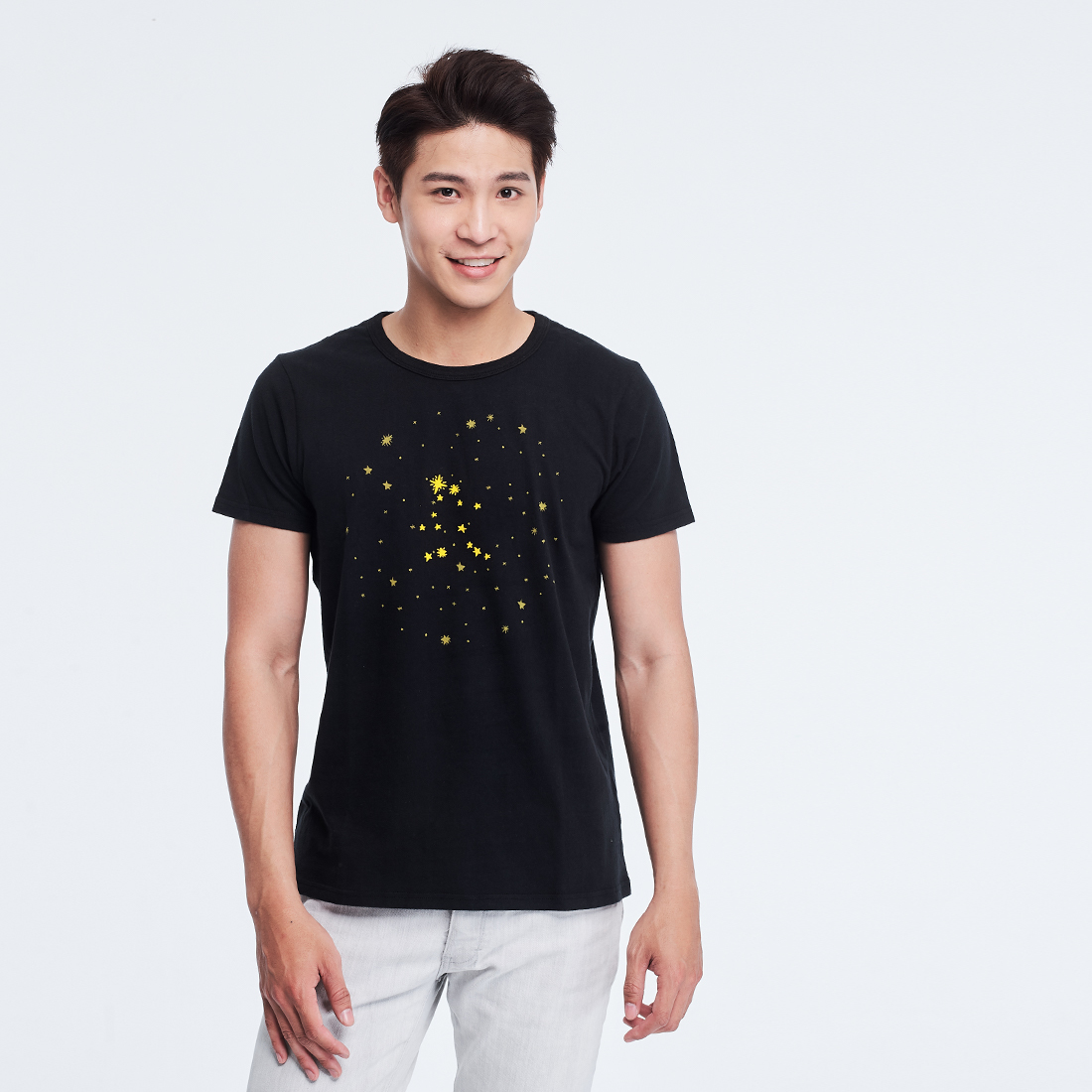 Star sign 星座連連看 蜜桃棉 短袖 男T恤 黑色