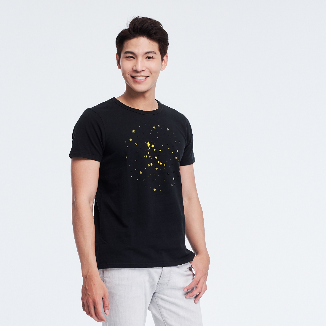 Star sign 星座連連看 蜜桃棉 短袖 男T恤 黑色
