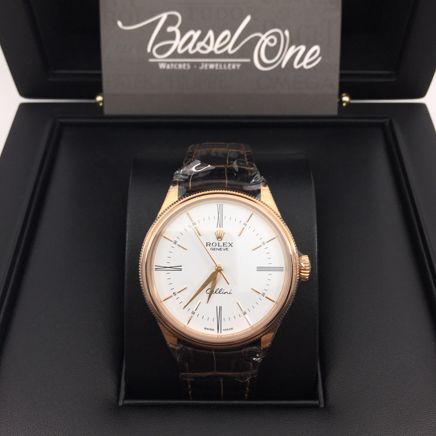 DISCONTINUED BRAND NEW ROLEX 50505 CELLINI WHITE MOONPHASE ROSE GOLD