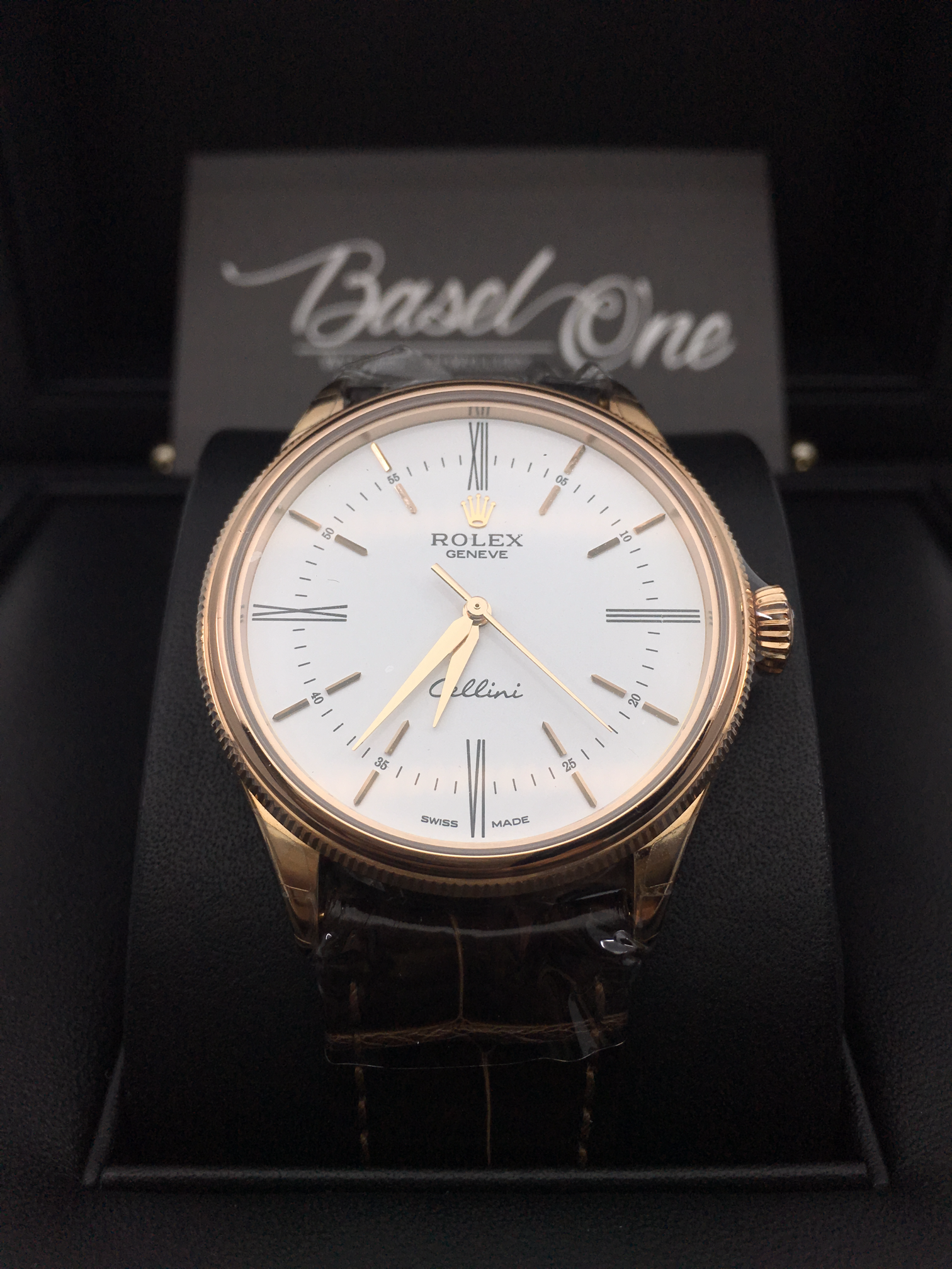 DISCONTINUED BRAND NEW ROLEX 50505 CELLINI WHITE MOONPHASE ROSE GOLD