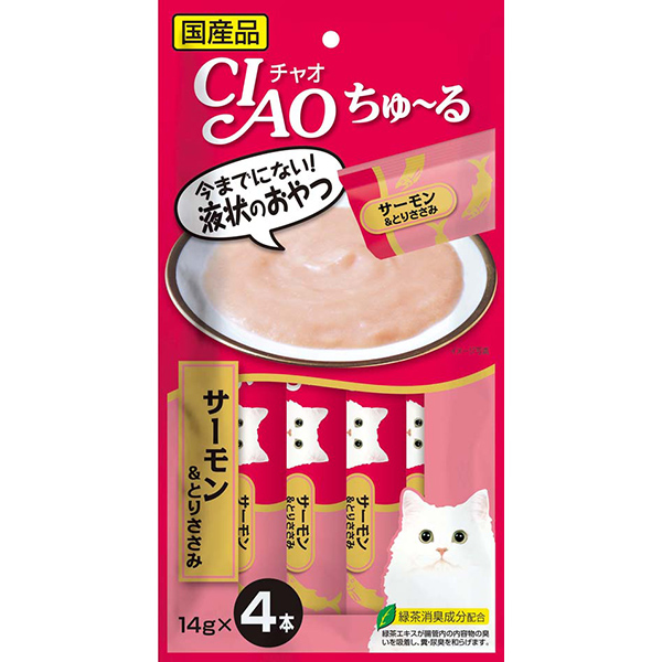 [*任選11件$138*] 日本CIAO - 雞肉+三文魚醬貓小食