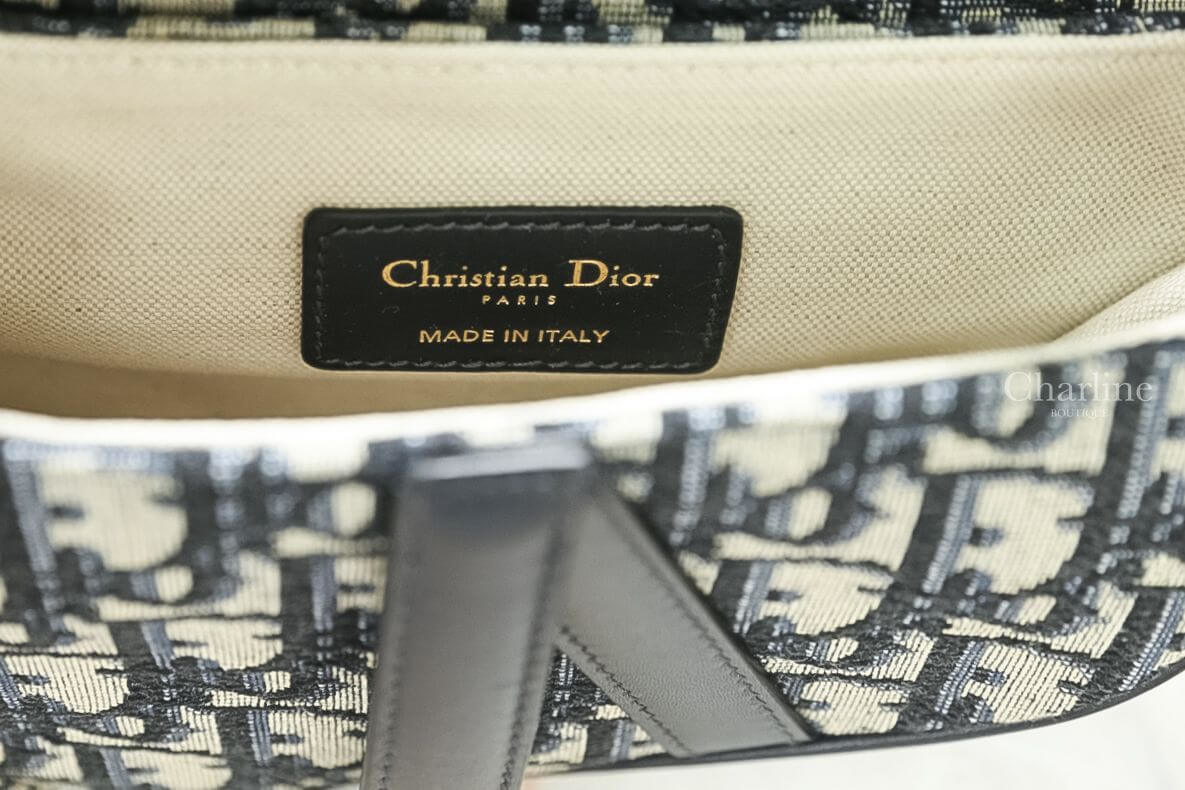 Dior Mini Saddle Bag In Blue Canvas 復古老花小牛皮帆布迷你翻蓋馬鞍包