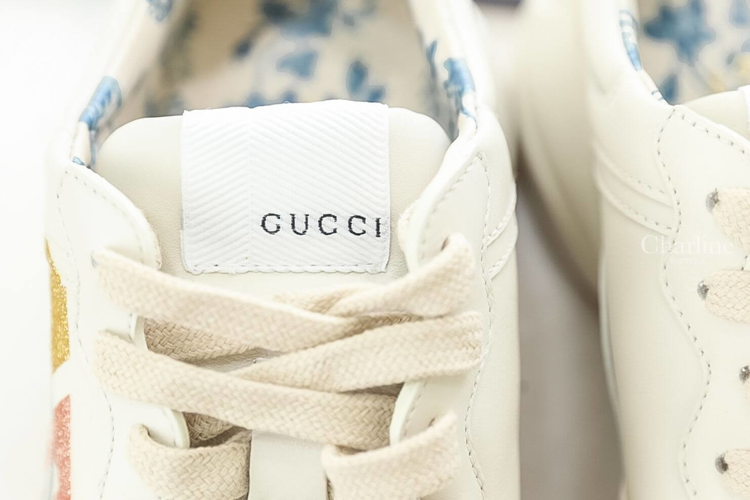 Gucci Rhyton Glitter Gucci Leather Sneaker 象牙白色GUCCI亮片標誌復古運動鞋