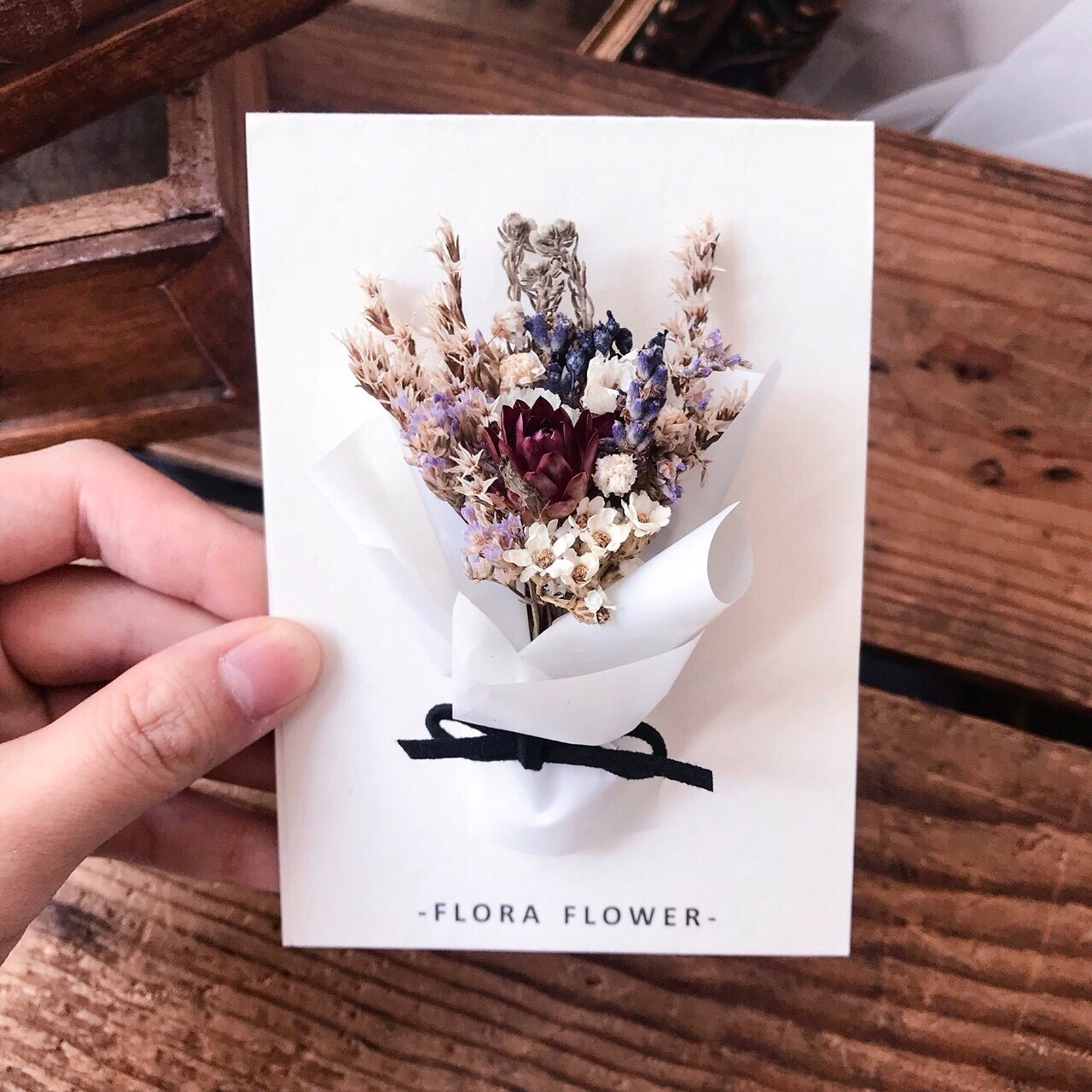 乾燥花卡片-藍紫色
