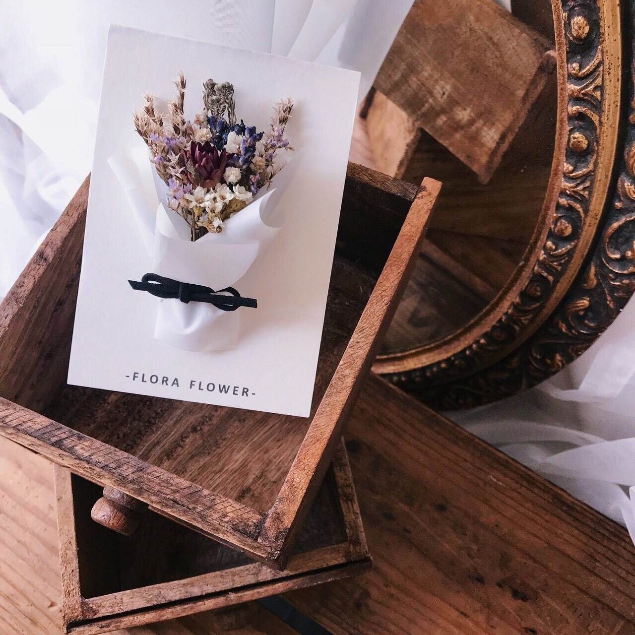 乾燥花卡片-藍紫色