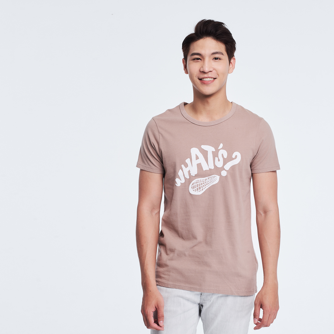 花生什麼事 短袖 蜜桃棉 男T 花生色