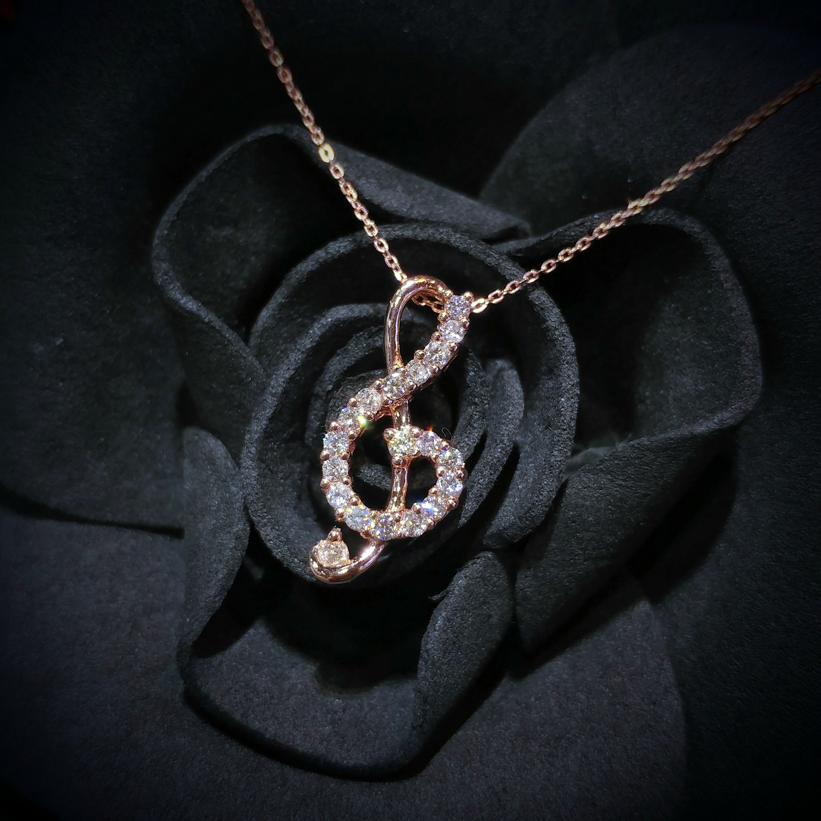 全新18K玫瑰金31份鑽石吊墜