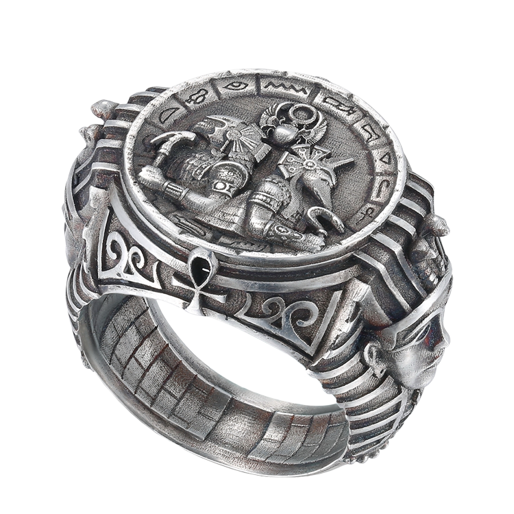 純銀戒指，男士戒指 阿努比斯&荷魯斯；埃及神話冥界亡者守護者（9566）