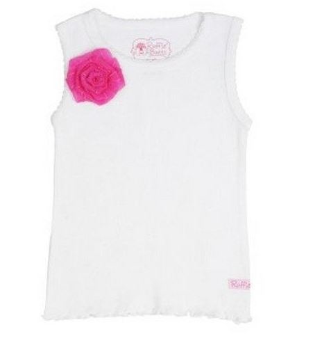 美國 RuffleButts 甜美小女童背心_White w/Pink Flower Tank Top_桃紅小花/粉粉藍 純白背心 3T