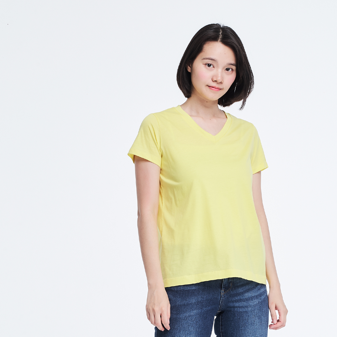 珠光棉V領TEE/蒲公英黃