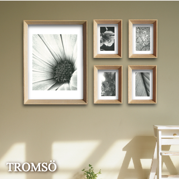 列克實木皮厚實框5入相框牆-A款