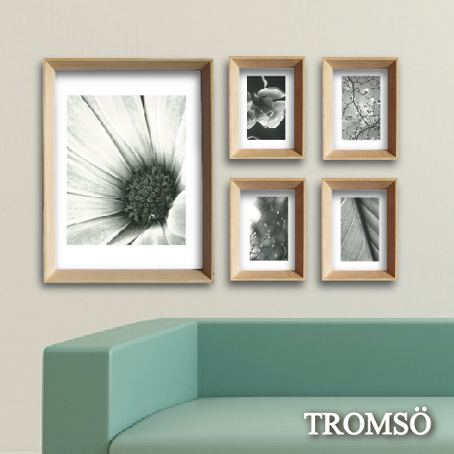 列克實木皮厚實框5入相框牆-A款