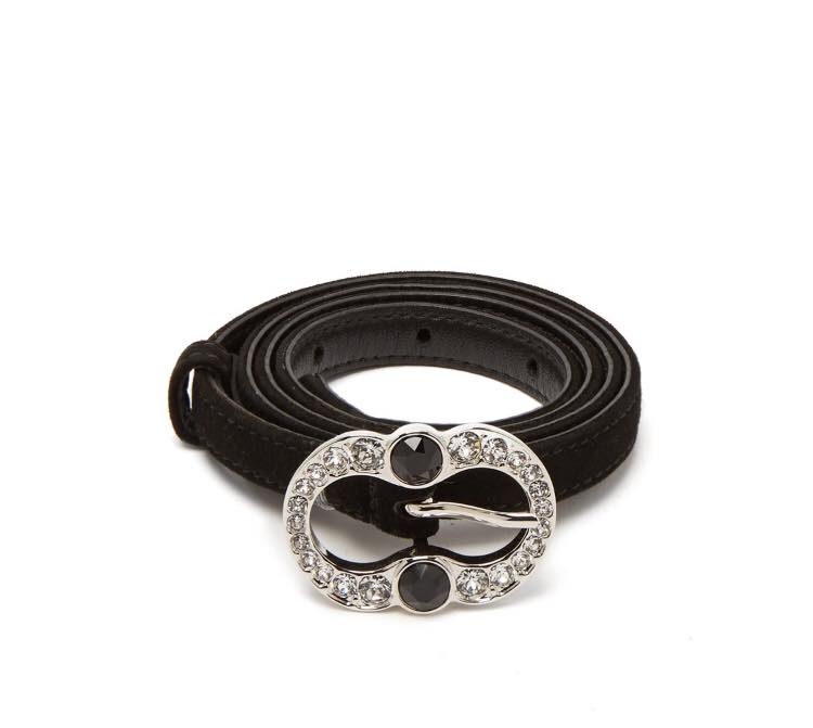 Prada 水鑽裝飾麂皮皮帶
