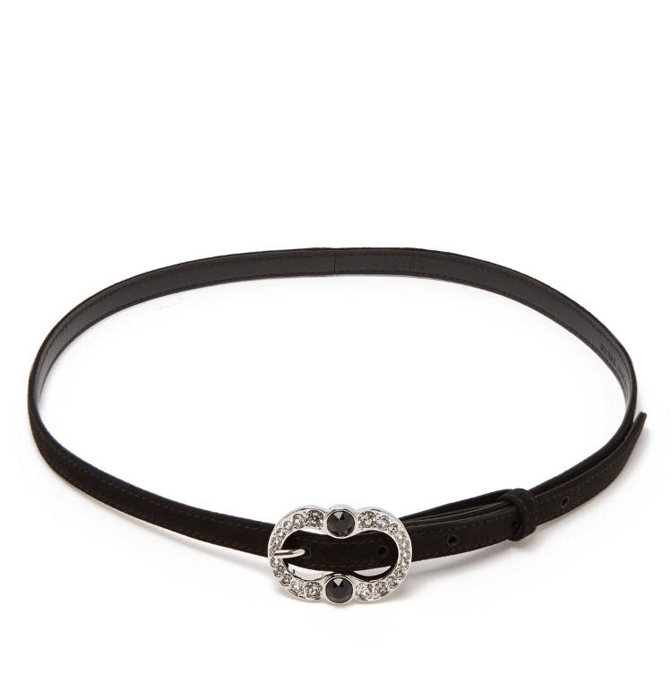 Prada 水鑽裝飾麂皮皮帶