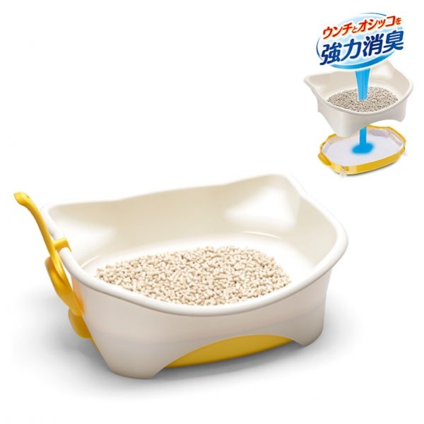 日本 UniCharm 消臭大師 - 迷你型雙層貓砂盤套裝