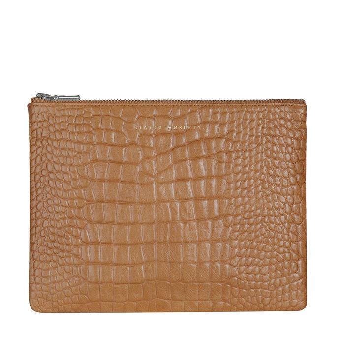 ANTIHEROINE 平口夾 / 駝色鱷魚壓紋