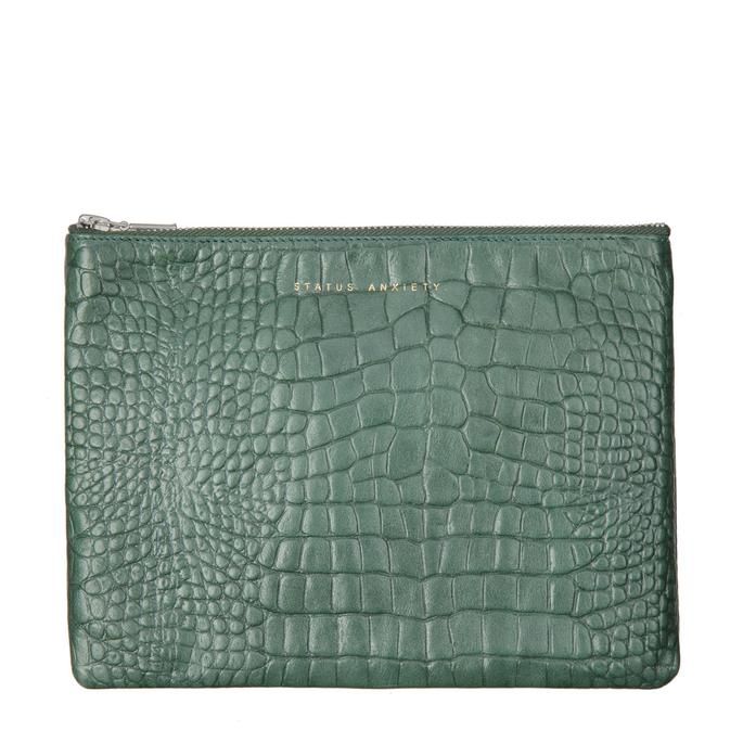 ANTIHEROINE 平口夾 / 綠色鱷魚壓紋