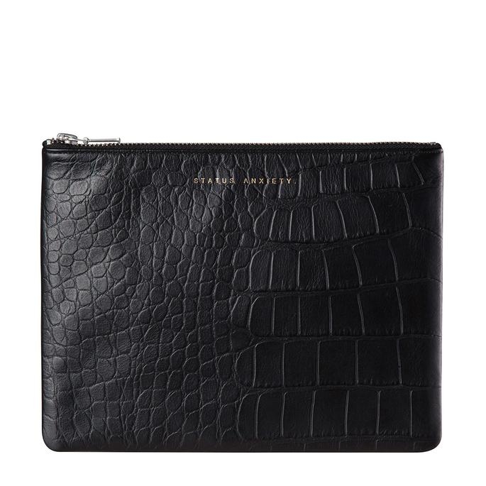 ANTIHEROINE 平口夾 / 黒色鱷魚壓紋