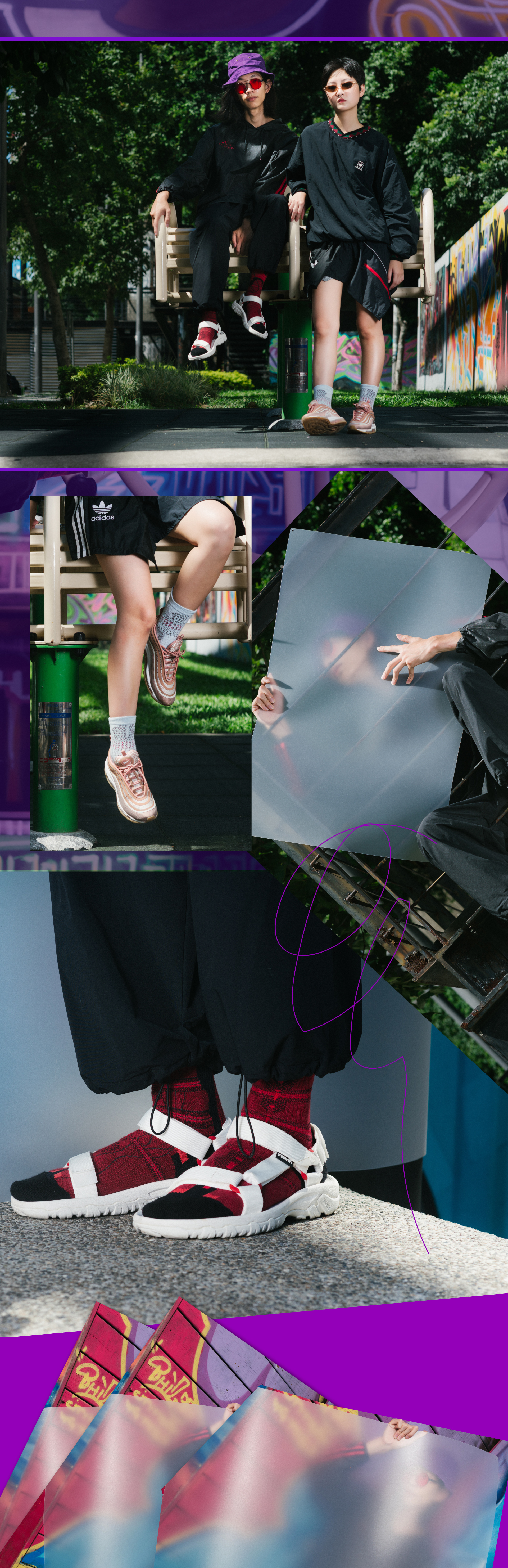 nozzle quiz 2018 於台北西門町拍攝全新的 LOOKBOOK 萬年，街頭場景展現襪子運動機能與造型