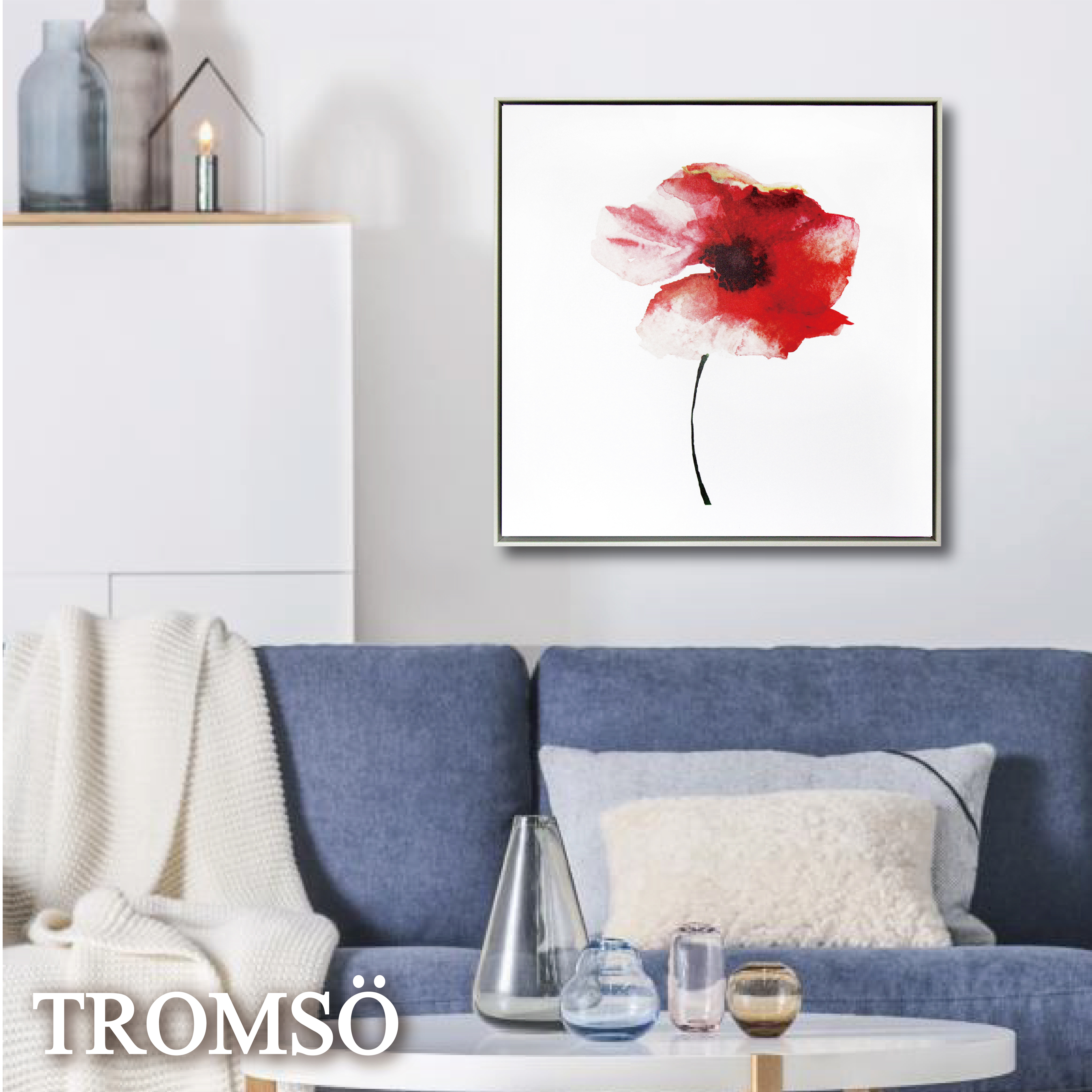 北歐時代風尚有框畫50x50-暖紅花鄉WA054